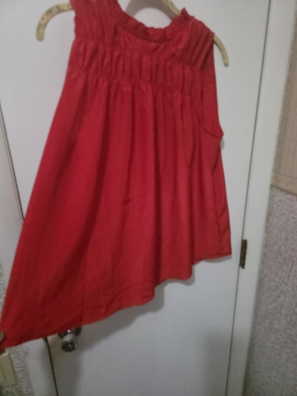 Joie Bright Red Asymmetrical Gathered Shirt